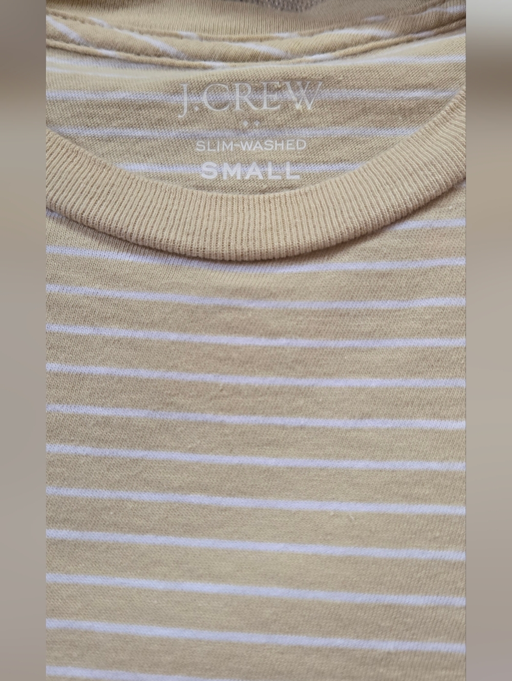 J. Crew Beige and White Striped Slim Tee